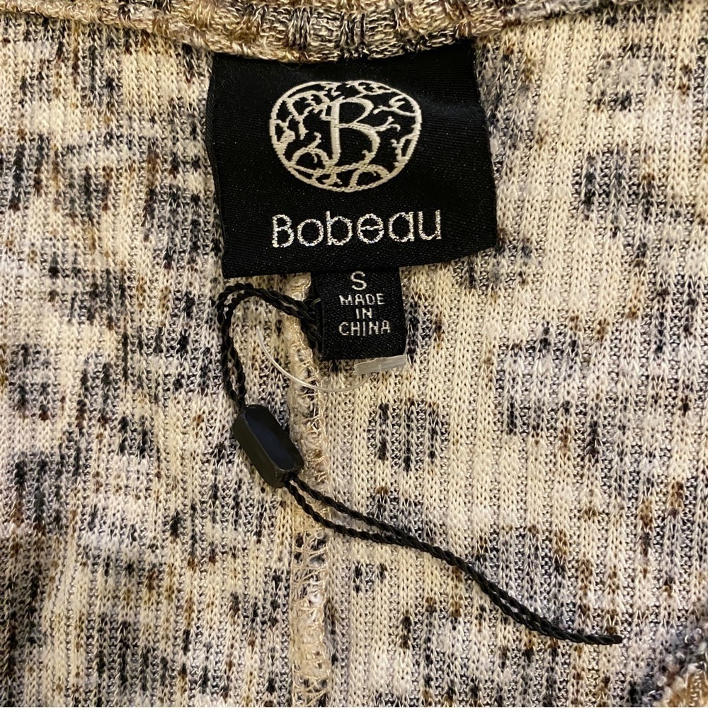 Bobeau Top Tie Front Animal Print Thermal Stretch Blouse Shirt Long Slv Sz Small - Picture 7 of 11